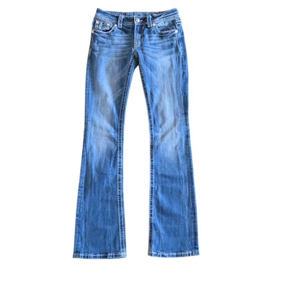 Miss Me Denim - Miss Me Boot Rhinestone Embellished Embroidered Flap Pocket Jeans Women's Sz 27